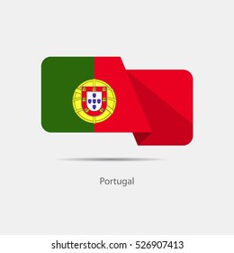 Portugal national flag on a white background with shadow. vector illustration