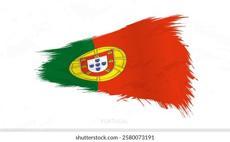 Portugal National Flag with Textured Brush Strokes. Artistic Brush Stroke Design.