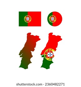 Portugal national map and flag vectors set....