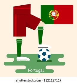 Portugal, national soccer Jerseys and flag, flat design