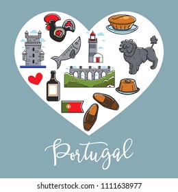 Portugal national symbols inside big heart promo poster