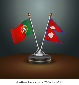 Tabela de Portugal e Nepal sinaliza relação com fundo de gradiente. Ilustração de vetor