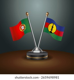 A tabela Portugal e Nova Caledônia sinaliza a relação com o plano de fundo gradiente. Ilustração de vetor