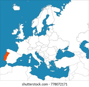 Portugal on the Europe map