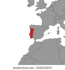 Portugal on world map. Vector illustration.
