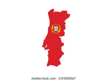 Portugal outline map country shape state borders national symbol flag