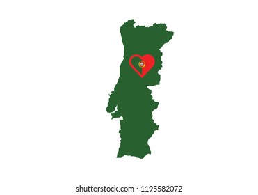 Portugal outline map country shape national borders heart state symbol love