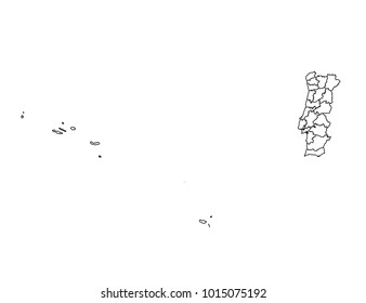 portugal outline map. detailed isolated vector country border contour map on white background.