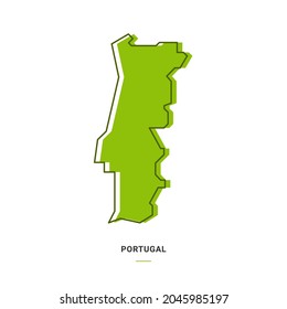 Portugal Outline Map with Green Colour. Modern Simple Line Cartoon Design - EPS 10 Vector