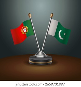La tabla de Portugal y Pakistán marca la relación con el fondo de gradiente. Ilustración vectorial