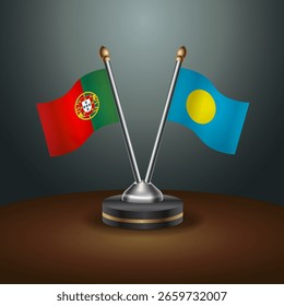 La tabla de Portugal y Palau marca la relación con el fondo de gradiente. Ilustración vectorial