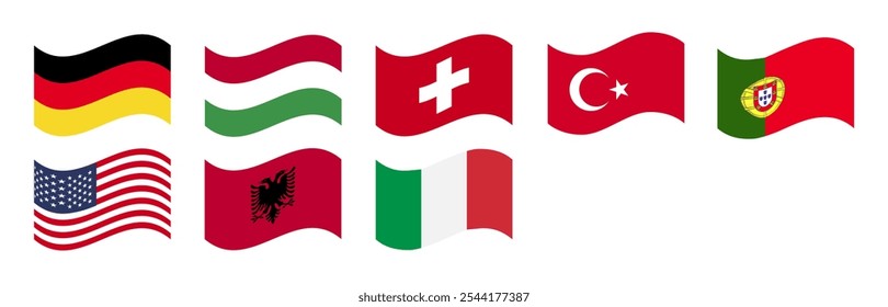 Portugal Forma portuguesa Ondeando Círculo Circular Euros Bandera Icono Logotipo Vector EPS PNG Transparente Sin Fondo Clip Arte 