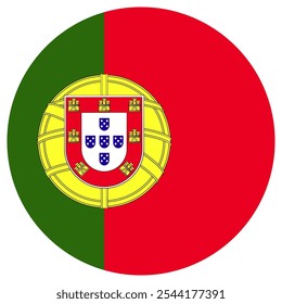 Portugal Forma portuguesa Ondeando Círculo Circular Euros Bandera Icono Logotipo Vector EPS PNG Transparente Sin Fondo Clip Arte 