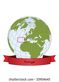 Portugal, position on the globe