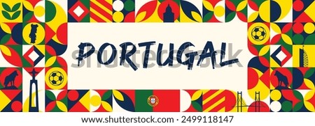 Portugal ribbon flag. Bent waving 3D flag in colors of the Portugal 