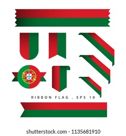 Portugal Ribbon Flag Vector Template Design Illustration