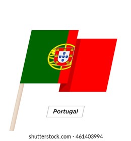 Portugal Ribbon Waving Flag Isolated on White. Vector Illustration. Portugal Flag with Sharp Corners