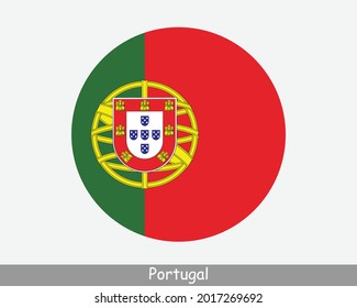 Portugal Round Circle Flag. Portuguese Circular Button Banner Icon. EPS Vector