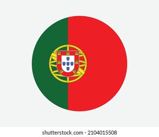 Portugal Round Country Flag. Portuguese Circle National Flag. Portuguese Republic Circular Shape Button Banner. EPS Vector Illustration. svg