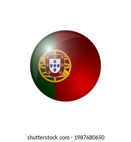 Portugal round flag. Vector illustration.
