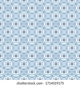 Portugal königliche Vektorillustration Muster nahtlose Vintage-Fliesen, Traditionell Ornate portugiesisch dekorative blaue Fliesen Azulejos. Volksverzierung für den Druck. ideal für Grußkartenbanner oder Tapete-Design.