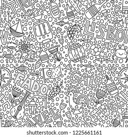 Portugal. Seamless pattern with doodle illustration with lettering