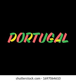 Portugal sign brush paint lettering on black background. Design templates for greeting cards, overlays, posters