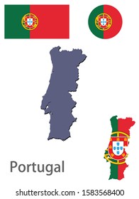 Portugal silhouette and flag vector illustration