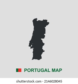Mapa simple de Portugal icono del vector blanco y negro.