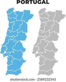 Portugal simple maps flat illustration