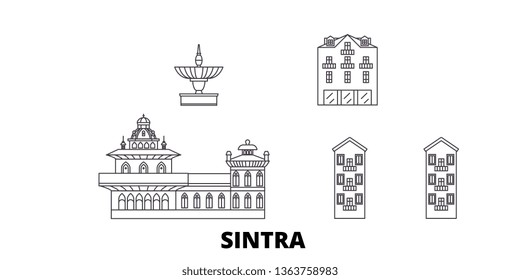 Portugal, Sintra line travel skyline set. Portugal, Sintra outline city vector illustration, symbol, travel sights, landmarks.