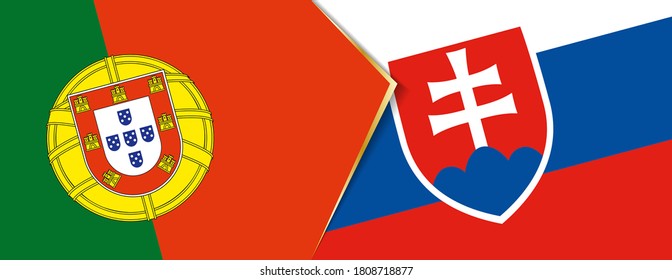 Portugal and Slovakia flags, two vector flags symbol of relationship or confrontation.