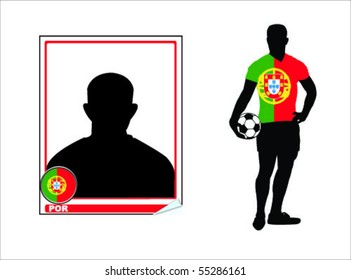 portugal soccer player and sticker vector