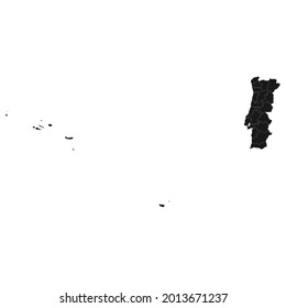 PORTUGAL soft black map with white detail isolated white background, eps 10