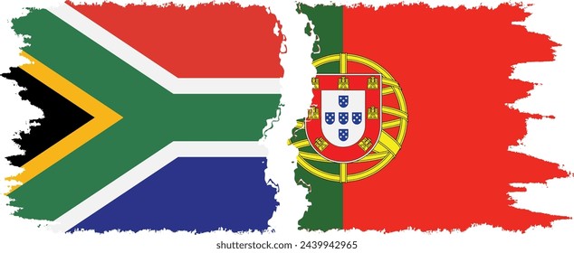 Portugal and South Africa grunge flags connection, vector