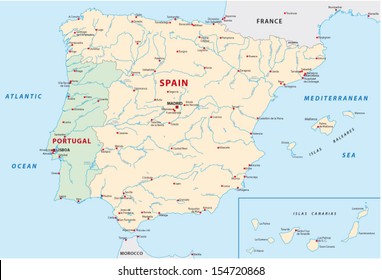 Portugal, Spain Map