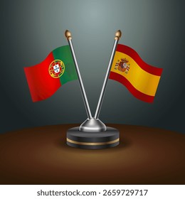 A tabela de Portugal e Espanha sinaliza a relação com o plano de fundo gradiente. Ilustração de vetor