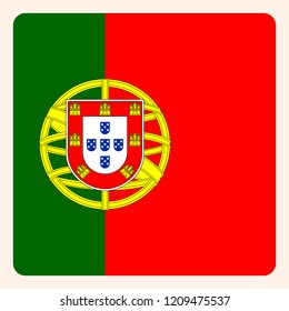 Portugal square flag button, social media communication sign, business icon.