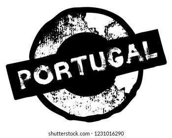 portugal stamp on white background, label, sticker. Grunge worn out look.
