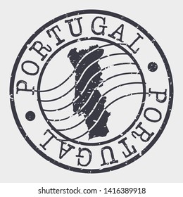 Portugal Stamp Postal. Map Silhouette Seal. Passport Round Design. Vector Icon. Design Retro Travel.