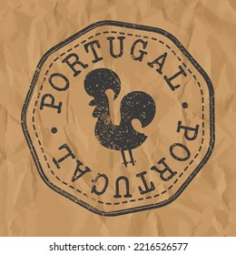 Portugal Stamp Travel Passport. Design Retro Symbol Country. Old Vintage Postmark.