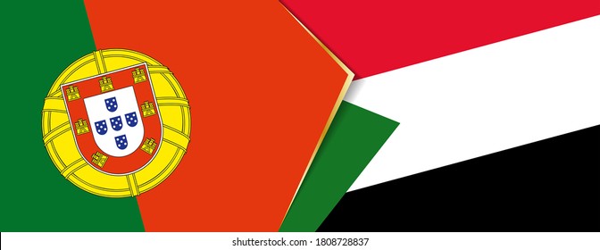 Portugal and Sudan flags, two vector flags symbol of relationship or confrontation.