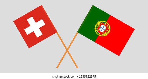 Portugal and Switzerland. The Portuguese and Swiss flags. Official colors. Correct proportion. Vector illustration
