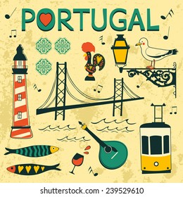 Portugal tipical icons collection. vector illustration