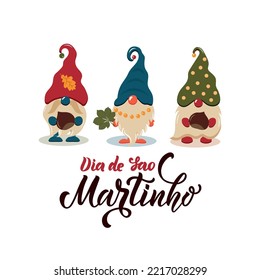 Portugal Traditional Celebration on November 11 Dia de Sao Martinho (meaning St. Martin's Day). Portuguese Handwritten Text. Hand Lettering Typography, Modern Brush Calligraphy, Vector Illustration