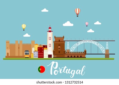 Portugal Travel Landscapes Vector Illustration Italy travel landscapes