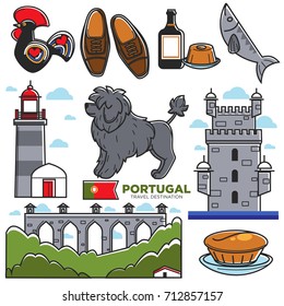 Portugal travel tourism Lisbon souvenir symbols vector tourist landmarks attractions icons