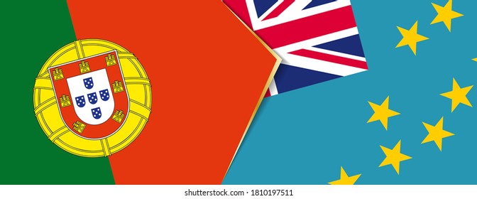 Portugal and Tuvalu flags, two vector flags symbol of relationship or confrontation.