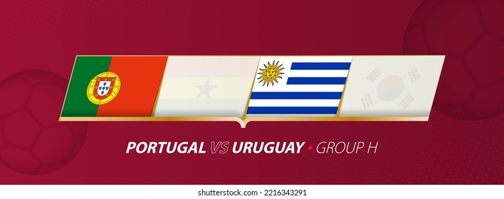 Portugal - Uruguay football match illustration in group A. Vector flags.