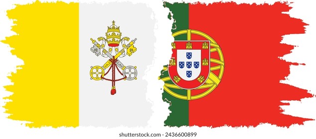 Portugal and Vatican grunge flags connection, vector